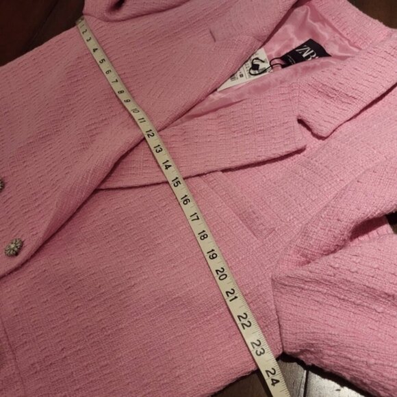 NWT Zara Women's Double Breasted Textured Tweed Blazer Size XXL Pink - Picture 10 of 14